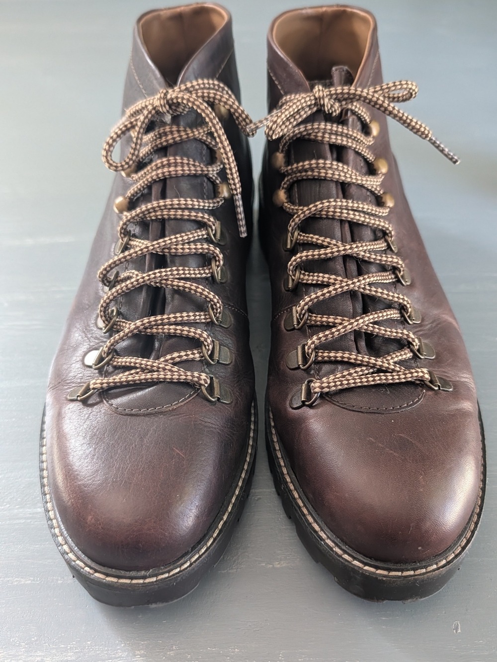 Men's WALK London Dark Brown Leather Hiking Boots, Size 10
